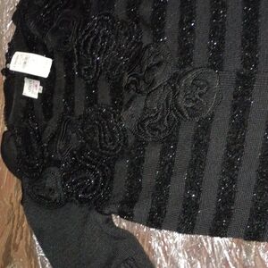 Armani Collezioni Black Sweater with Textured Floral Design